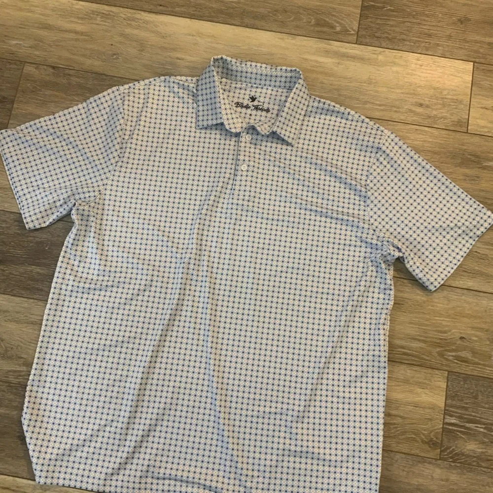 Birdie Threads Blue and White Men's Golf Shirt
